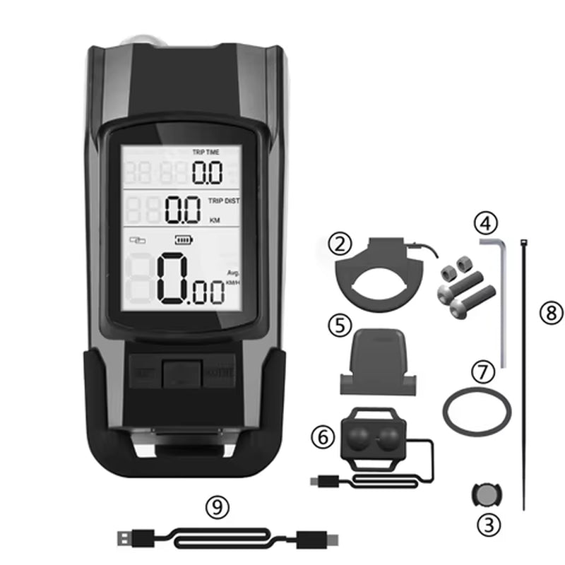 4 Mode USB Bike Light Lamp Bicycle Computer 3 Mode Horn Flashlight Cycle Bike Speedometer Led Front Lights Cycling Headlight