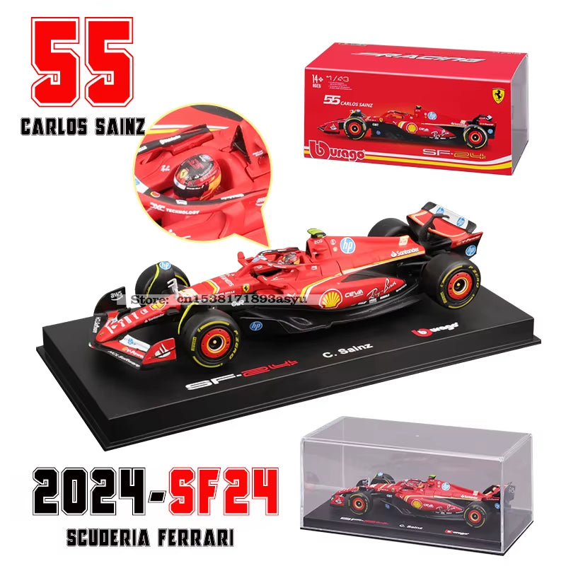 1:43 2024 2023 F1 Scuderia Ferrari SF24 SF23 #16 Lecler #55 Sainz Jr Alloy Luxury Car Die Cast Car Model Toy Series