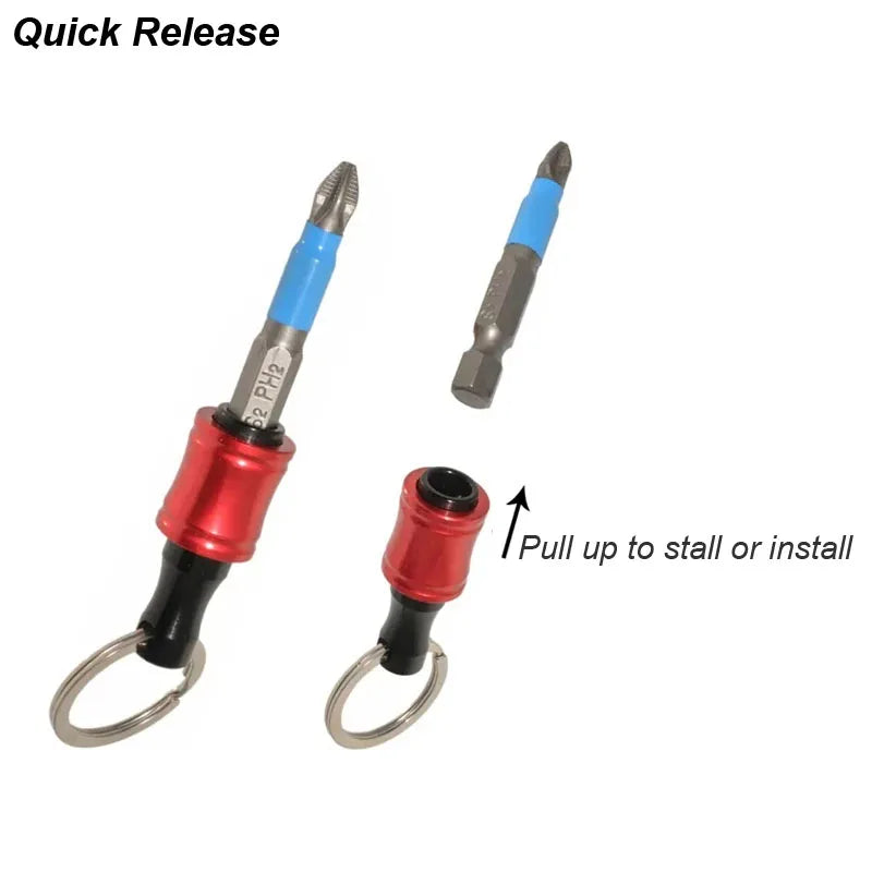 Screwdriver Bit Holder Keychain with Carabiner 1/4 Hex Shank Quick Release Extension Bar Screw Adapter Attachment Small Tool