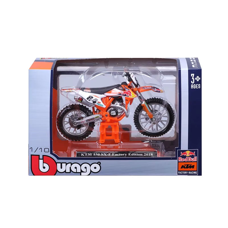 1:18 Red Bull KTM 450 Rally KTM 450 SX-F 2018 Authorized Simulation Alloy Motorcycle Model Toy Car Gift Collection