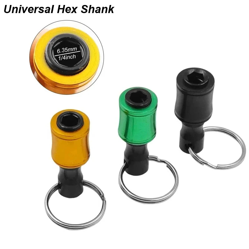 Screwdriver Bit Holder Keychain with Carabiner 1/4 Hex Shank Quick Release Extension Bar Screw Adapter Attachment Small Tool