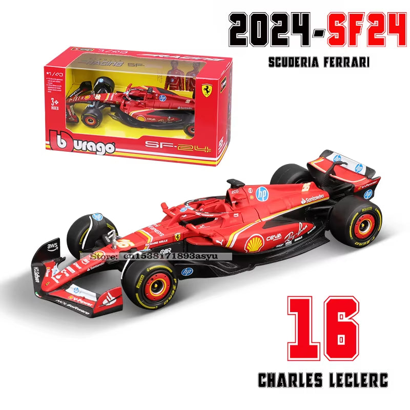 1:43 2024 2023 F1 Scuderia Ferrari SF24 SF23 #16 Lecler #55 Sainz Jr Alloy Luxury Car Die Cast Car Model Toy Series