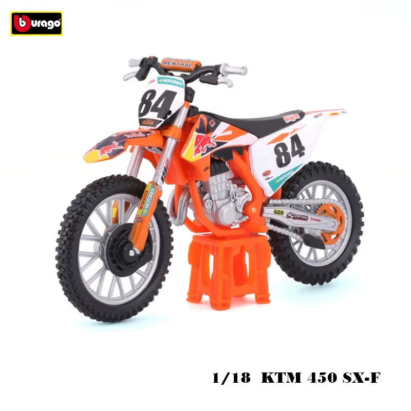 1:18 Red Bull KTM 450 Rally KTM 450 SX-F 2018 Authorized Simulation Alloy Motorcycle Model Toy Car Gift Collection