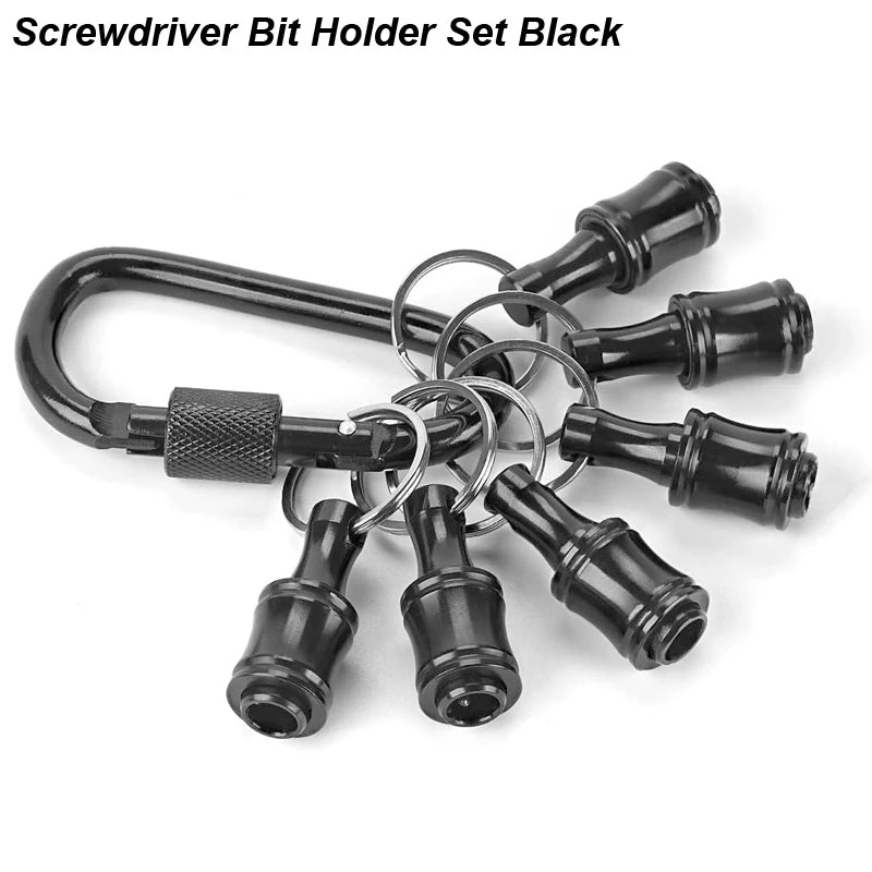 Screwdriver Bit Holder Keychain with Carabiner 1/4 Hex Shank Quick Release Extension Bar Screw Adapter Attachment Small Tool