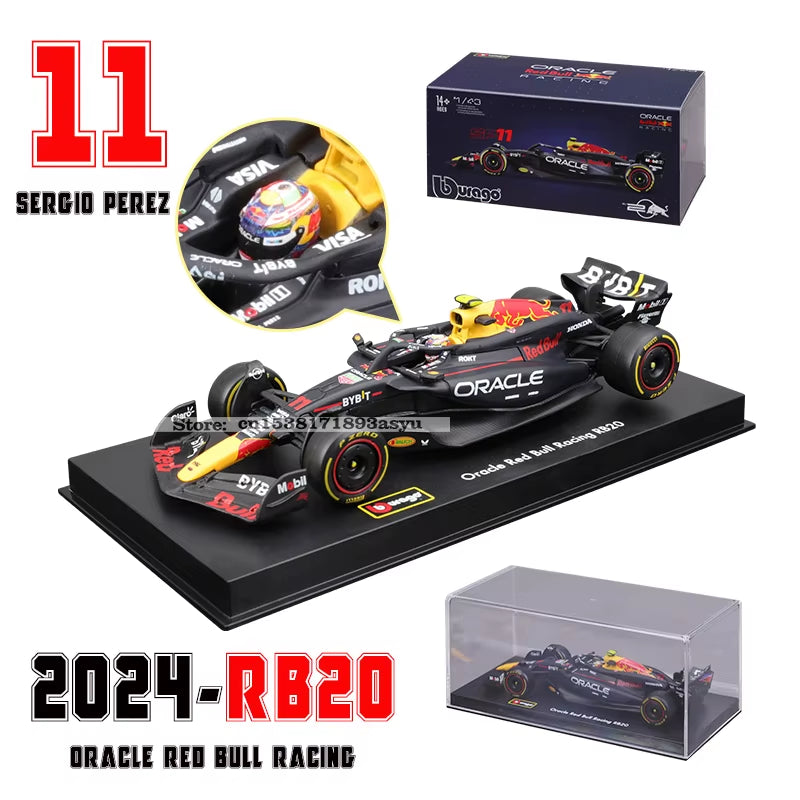 1:43 2024 RB20 F1 Red Bull Racing TAG Heuer 2023 RB19 Miami #1 Verstappen #11 Perez Alloy Car Die Cast Model Toy