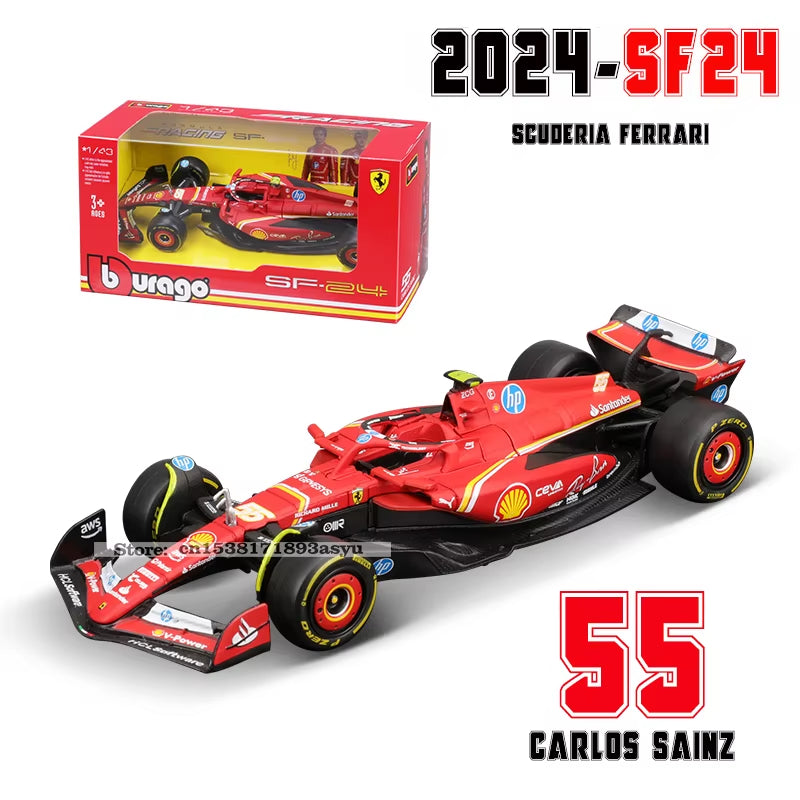 1:43 2024 2023 F1 Scuderia Ferrari SF24 SF23 #16 Lecler #55 Sainz Jr Alloy Luxury Car Die Cast Car Model Toy Series