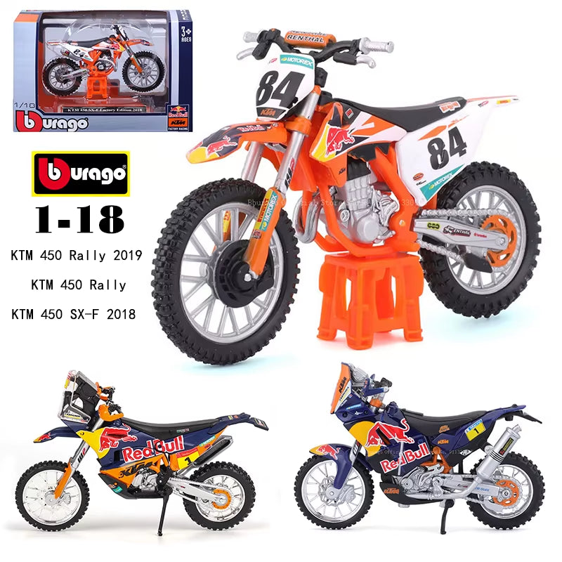 1:18 Red Bull KTM 450 Rally KTM 450 SX-F 2018 Authorized Simulation Alloy Motorcycle Model Toy Car Gift Collection