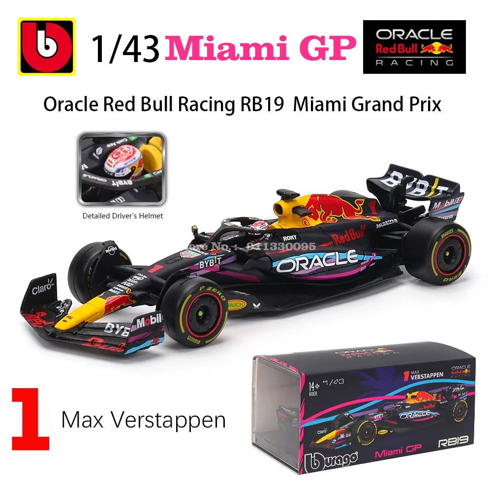 1:43 2024 RB20 F1 Red Bull Racing TAG Heuer 2023 RB19 Miami #1 Verstappen #11 Perez Alloy Car Die Cast Model Toy