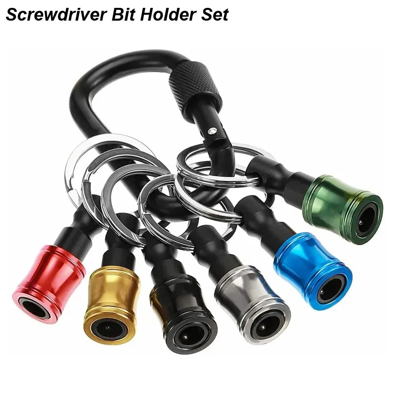 Screwdriver Bit Holder Keychain with Carabiner 1/4 Hex Shank Quick Release Extension Bar Screw Adapter Attachment Small Tool
